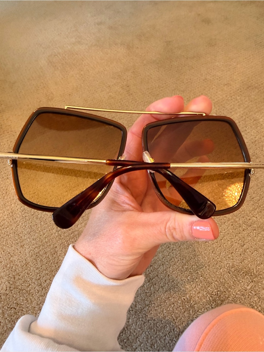 MAX MARA Max Mara 32013 Longarone Sunglasses Brown and Gold NWT - Picture 8 of 11